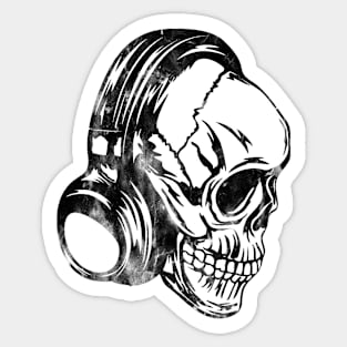 Skull Headphones Distressed Sticker